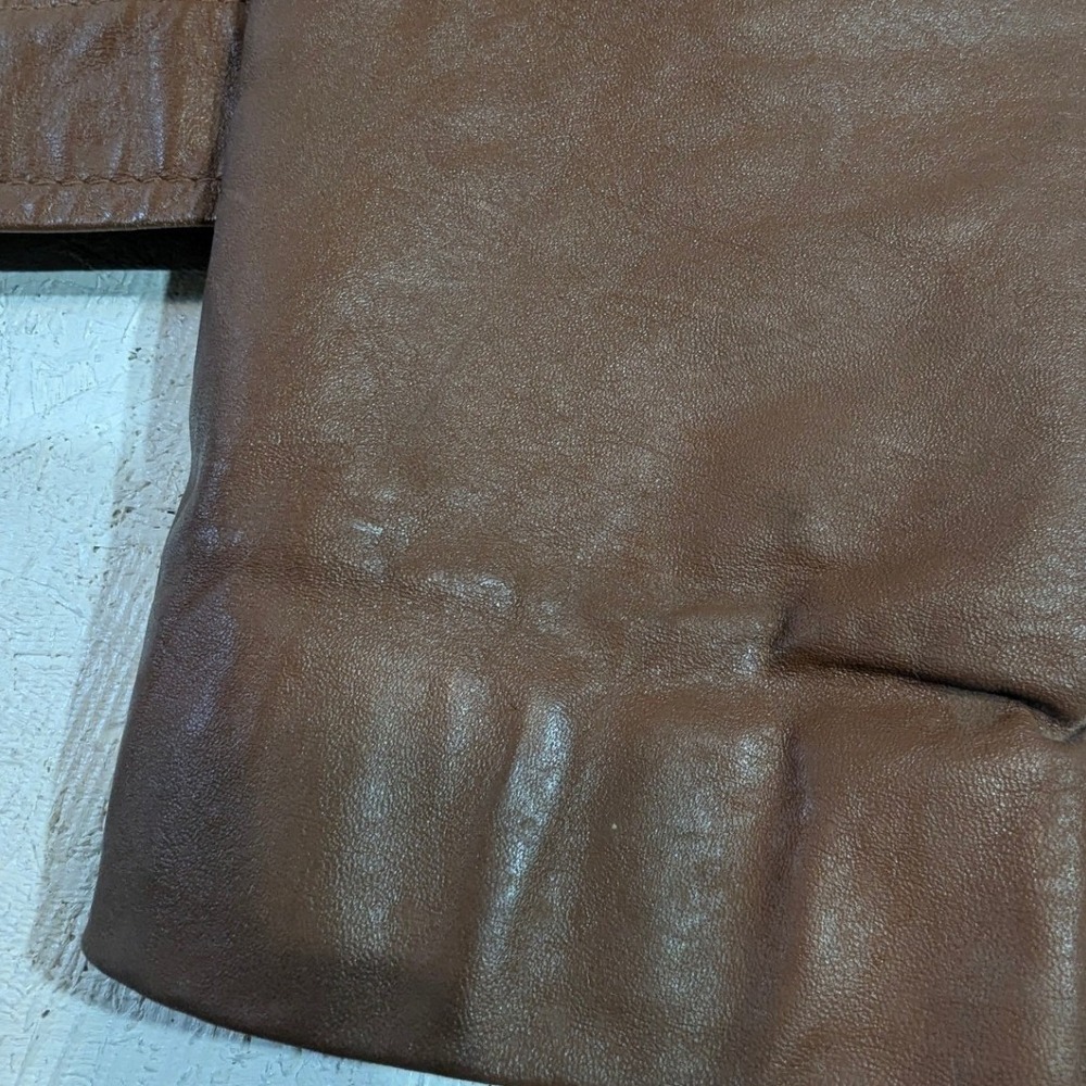 Vintage Jean Pierre Brown Leather Jacket Made in Argentina 42 Mens 80s Shacket - Picture 10 of 16